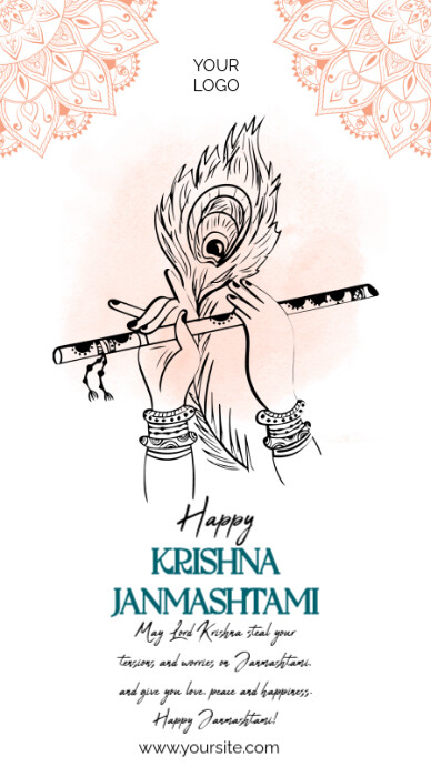 White Joyful Happy Krishna Janmashtami Instagram Instagram-Story template