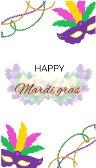White Joyful Happy Mardi Gras Design  Business Card template