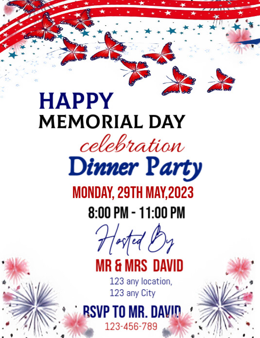 White Joyful Happy Memorial Day Celebration Template | PosterMyWall