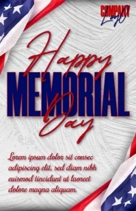 White Joyful Happy Memorial Day Half Page Wide template