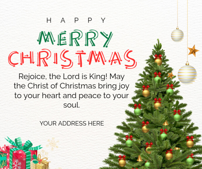 White Joyful Happy Merry Christmas Post's  Medium Rectangle template