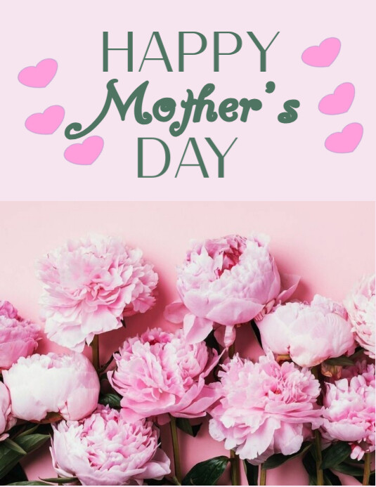 Copy of White Joyful Happy Mother's Day Editable Pink Green Flower ...