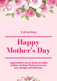 White Joyful Happy Mothers Day A2 template