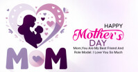White Joyful Happy Mothers Day Facebook Shared Image delt Facebook-billede template