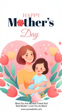 White Joyful Happy Mothers Day Instagram Story template