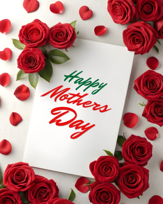 White Joyful Happy Mother’s Day Premium Flowers Rose Templates  Instagram Portrait
