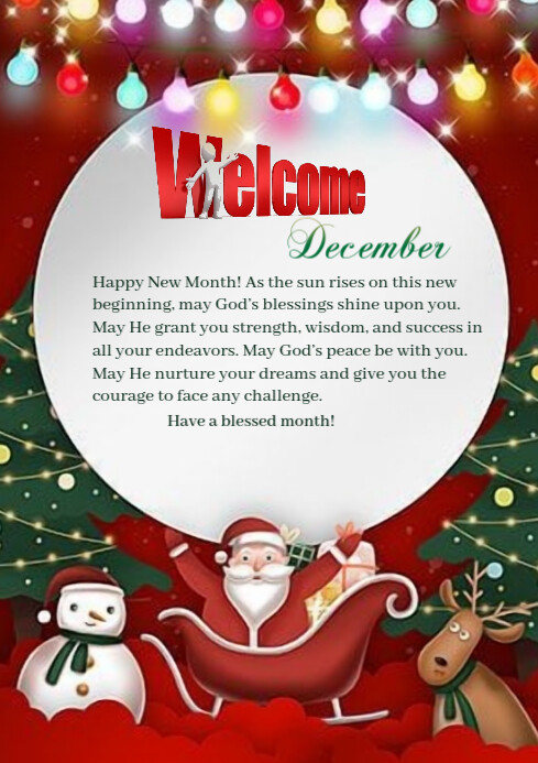 White Joyful Happy New Month December Best Wishes And Prayers For ...