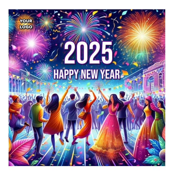 White Joyful Happy New Year 2025 Instagram Post template