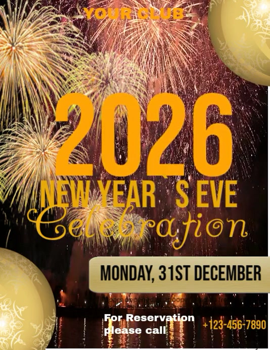 White Joyful Happy New Year 2026 Flyer (us Letter) Template | PosterMyWall