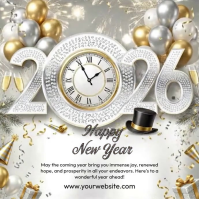 White Joyful Happy New Year 2026 Instagram Post template