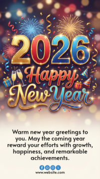 White Joyful Happy New Year 2026 Instagram Story template