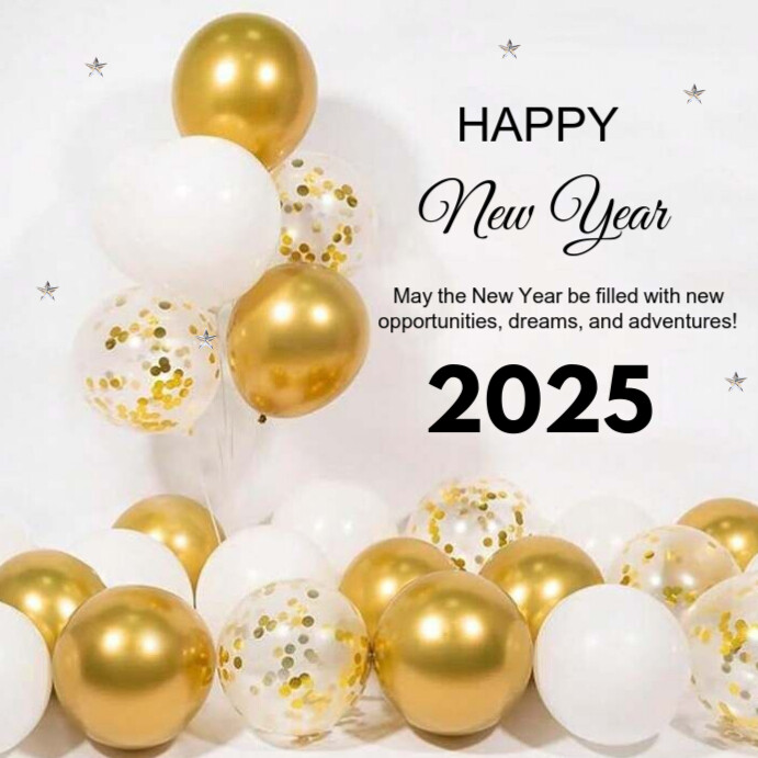 White Joyful Happy New Year Instagram Post Template | PosterMyWall