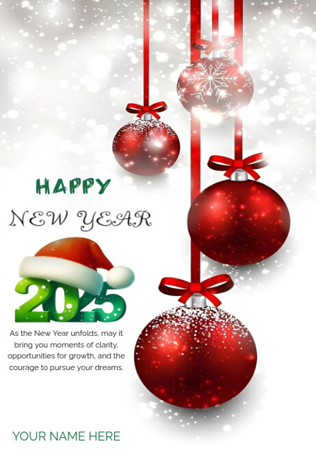 White Joyful Happy New Year Poster Template | PosterMyWall