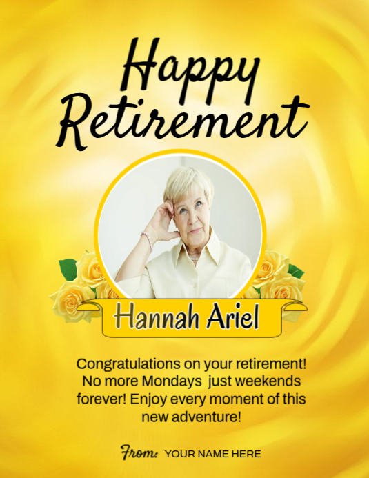 White Joyful Happy Retirement Flyer (us Letter) Template | PosterMyWall