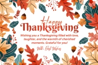 White Joyful Happy Thanksgiving Card Label template
