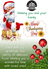 White Joyful Happy Thanksgiving Day Ad A5 template