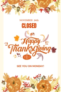 White Joyful Happy Thanksgiving Day Poster template