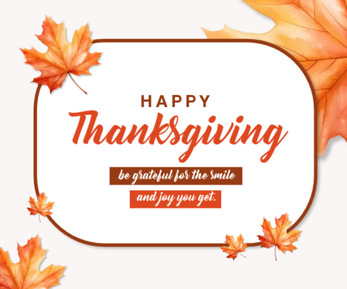 Plantilla de White Joyful Happy Thanksgiving Medium Rectangle ...