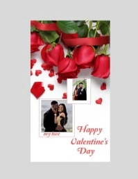 White Joyful Happy Valentine's Day Photo Frame Flyer (us Letter) Pamflet (Letter AS) template