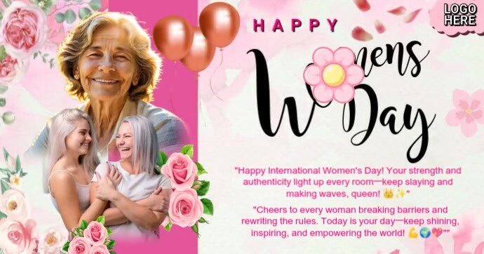 White Joyful Happy Women's Day  Facebook Shared Image template