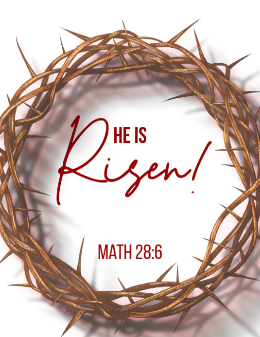 White Joyful He Is Risen Flyer (us Letter) Template | PosterMyWall