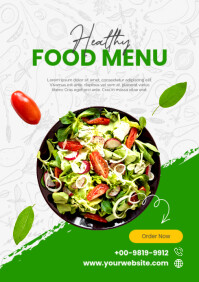 White Joyful Healthy Food Menu A4 template