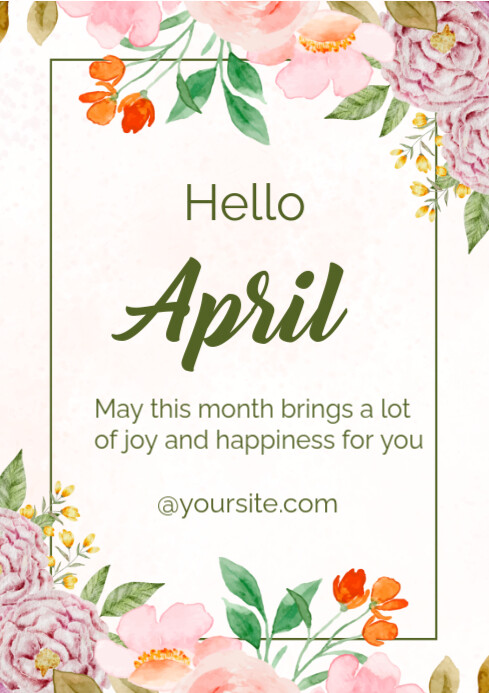 White Joyful Hello April  A2 template