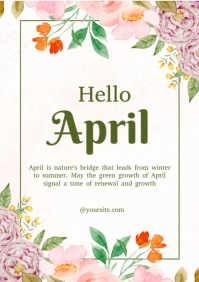 White Joyful Hello April A2 template