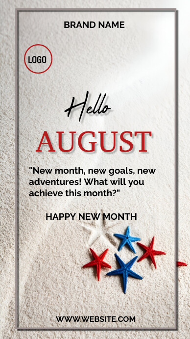White Joyful Hello August  Digital Display (9 template
