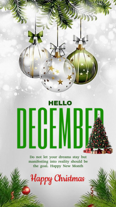 White Joyful Hello December  Digital Display (9:16) template