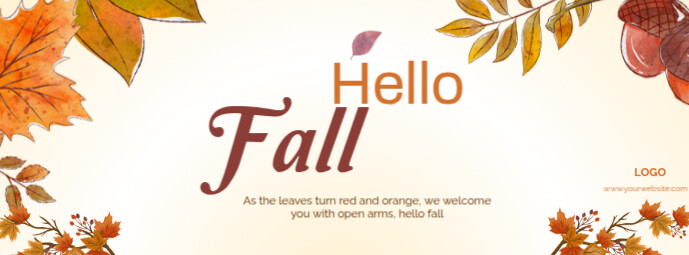 White Joyful Hello Fall Facebook Cover Photo Template | PosterMyWall