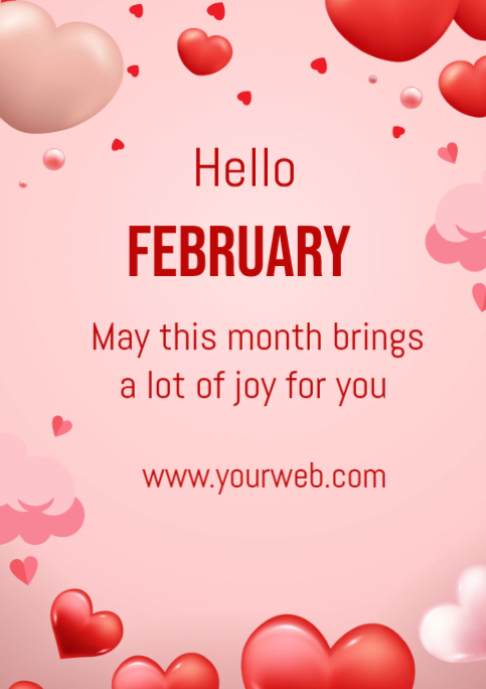 Pink February Greetings A2 Template | PosterMyWall