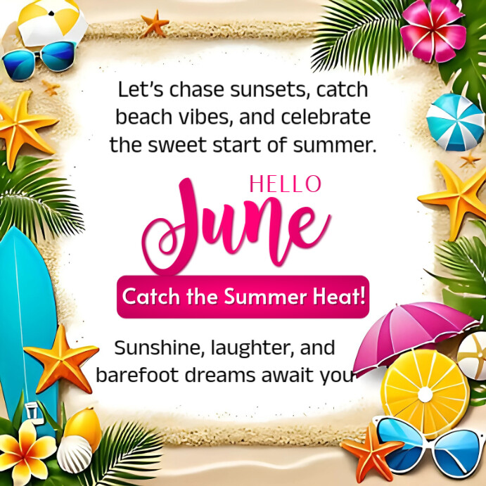 White Joyful Hello June Instagram Post Template | PosterMyWall