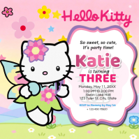 White Hello Kitty Birthday Party Post Instagram Template