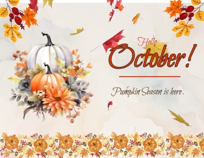 White Joyful Hello October, Hello Fall  Flyer (us Letter) template