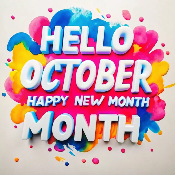 White Joyful Hello October – Happy New Month Instagram Post template