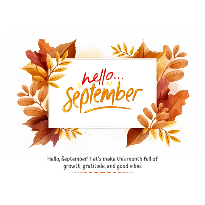 White Joyful Hello September Post Square (1:1) Template | PosterMyWall