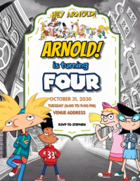 White Joyful Hey Arnold Birthday Flyer (us Letter) template