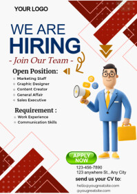 White Joyful Hiring A4 template