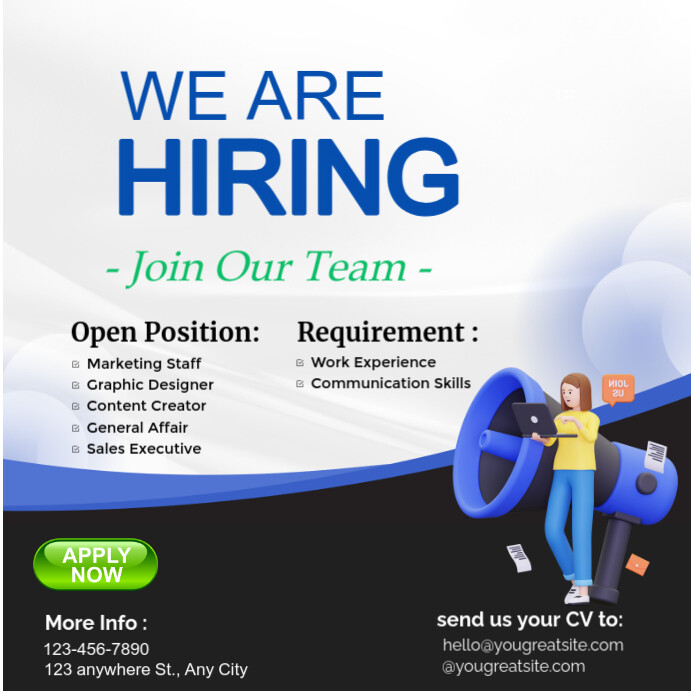 White Joyful Hiring Square (1:1) template