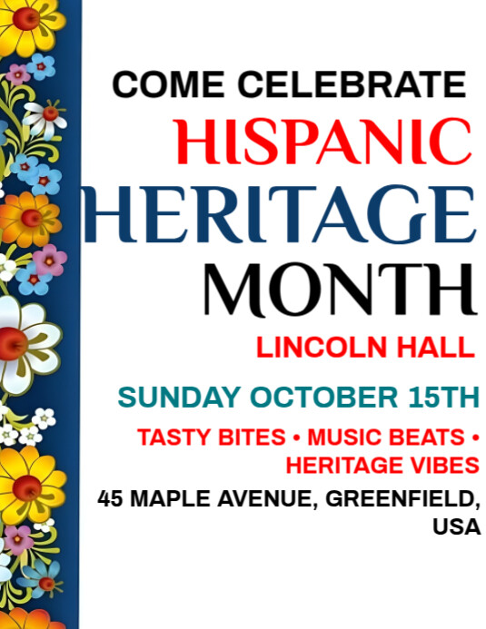 White Joyful Hispanic Heritage Month Poster Flyer (us Letter) Modelo ...