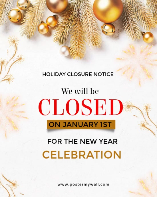 White Joyful Holiday Closure Notice Instagram Portrait Template ...