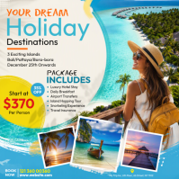 White Holiday Destinations Сообщение Instagram Template