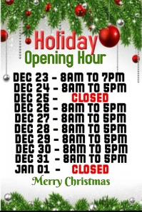 White Joyful Holiday Opening Hour Flyer  Pinterest Graphic template