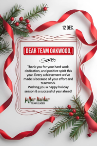 White Joyful Holiday Team Appreciation | Corporate Year-end Thank You Message  Poster template