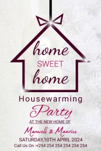White Joyful Home Sweet Home Housewarming Inv Poster template