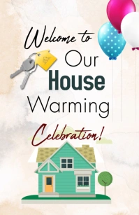 White Joyful House Warming Celebration Invite Tabloid template