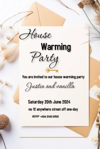 White Joyful House Warming Invitation, Housew Tumblr Graphic template