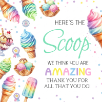 White Joyful Ice Cream Appreciation Square 方形(1:1) template