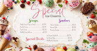 白色 Ice Cream Menu delt Facebook-billede Template
